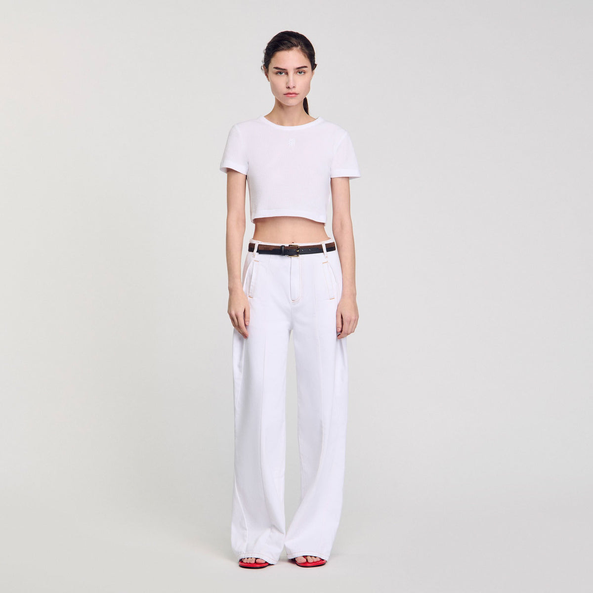 Sandro Cropped T-shirt White