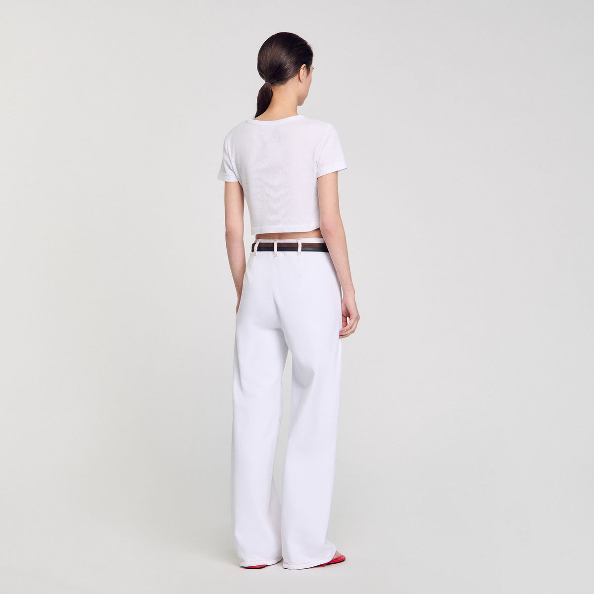 Sandro Cropped T-shirt White