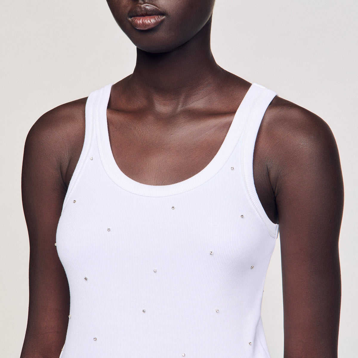 Sandro Vest top with rhinestones White