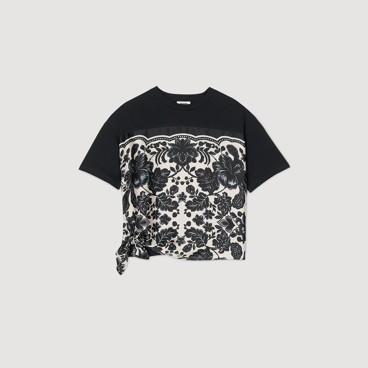 Sandro Floral motif T-shirt Ecru / Black