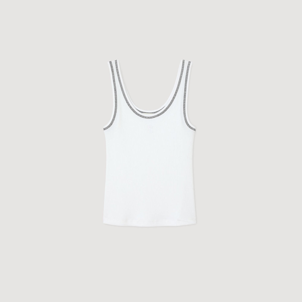 Sandro Ribbed vest top Black / White