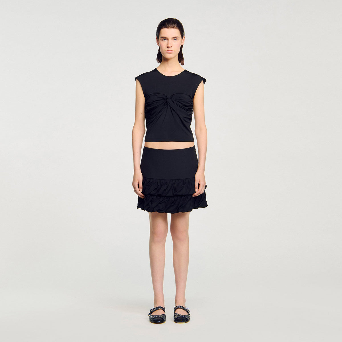 Sandro Draped T-shirt Black