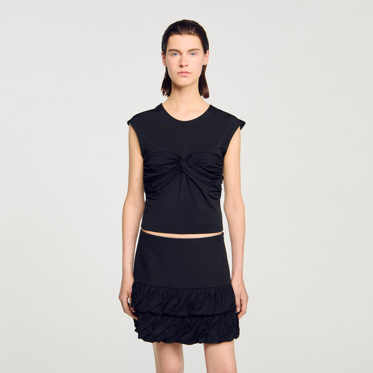 Sandro Draped T-shirt Black