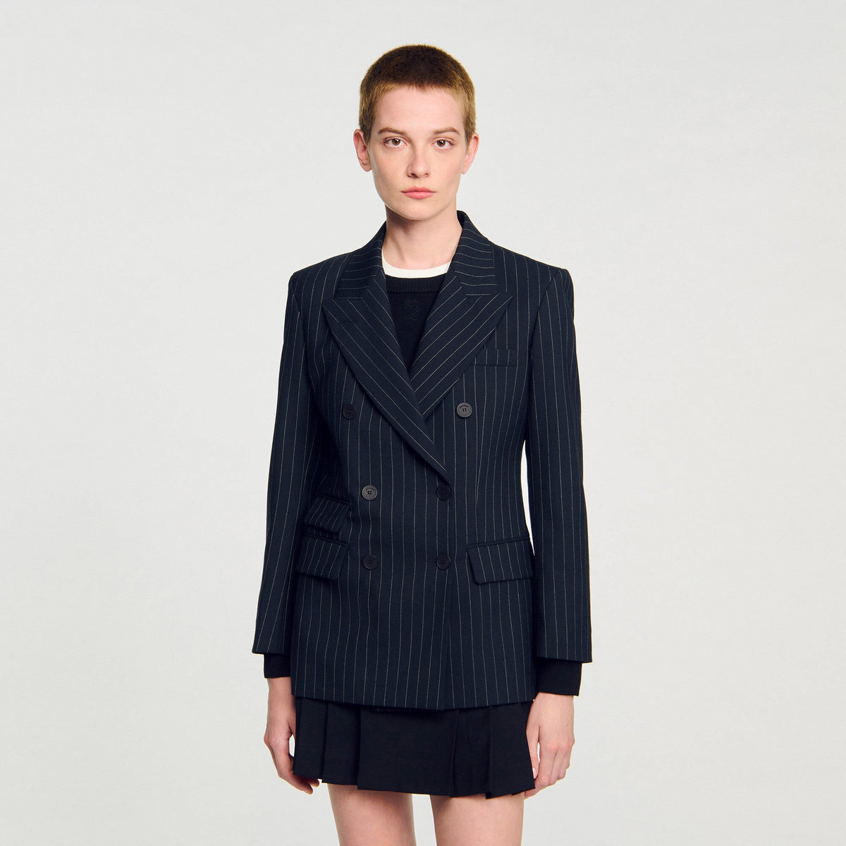 Sandro Striped suit jacket Black