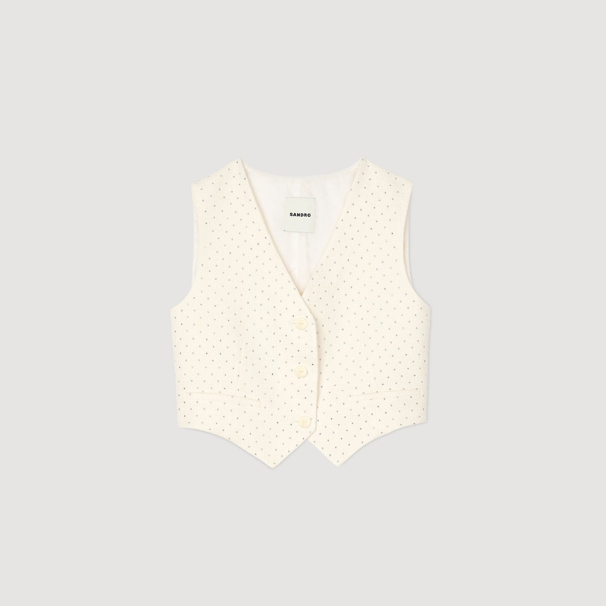Sandro Rhinestone tweed jacket Ecru