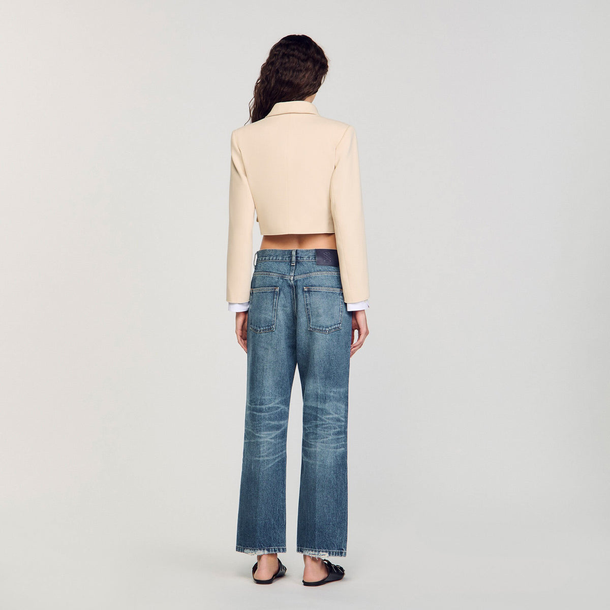 Sandro Cropped buttoned jacket Sand