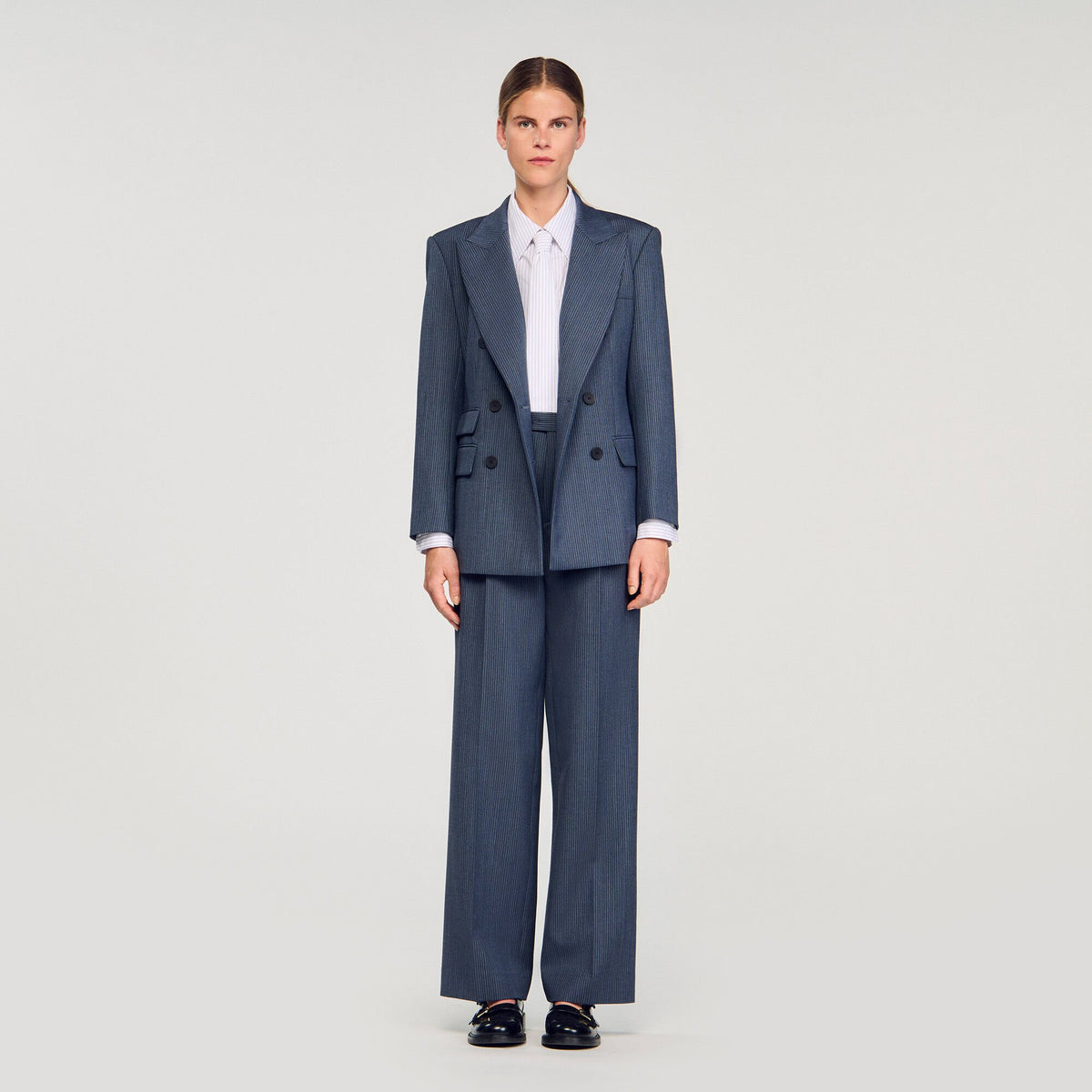 Sandro Striped tailored jacket Blue
