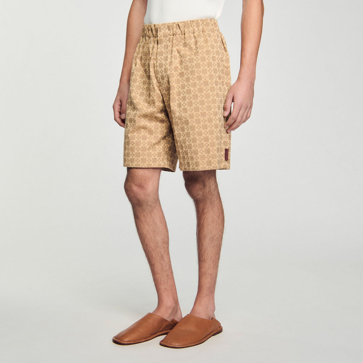 Sandro Grained leather slippers Camel