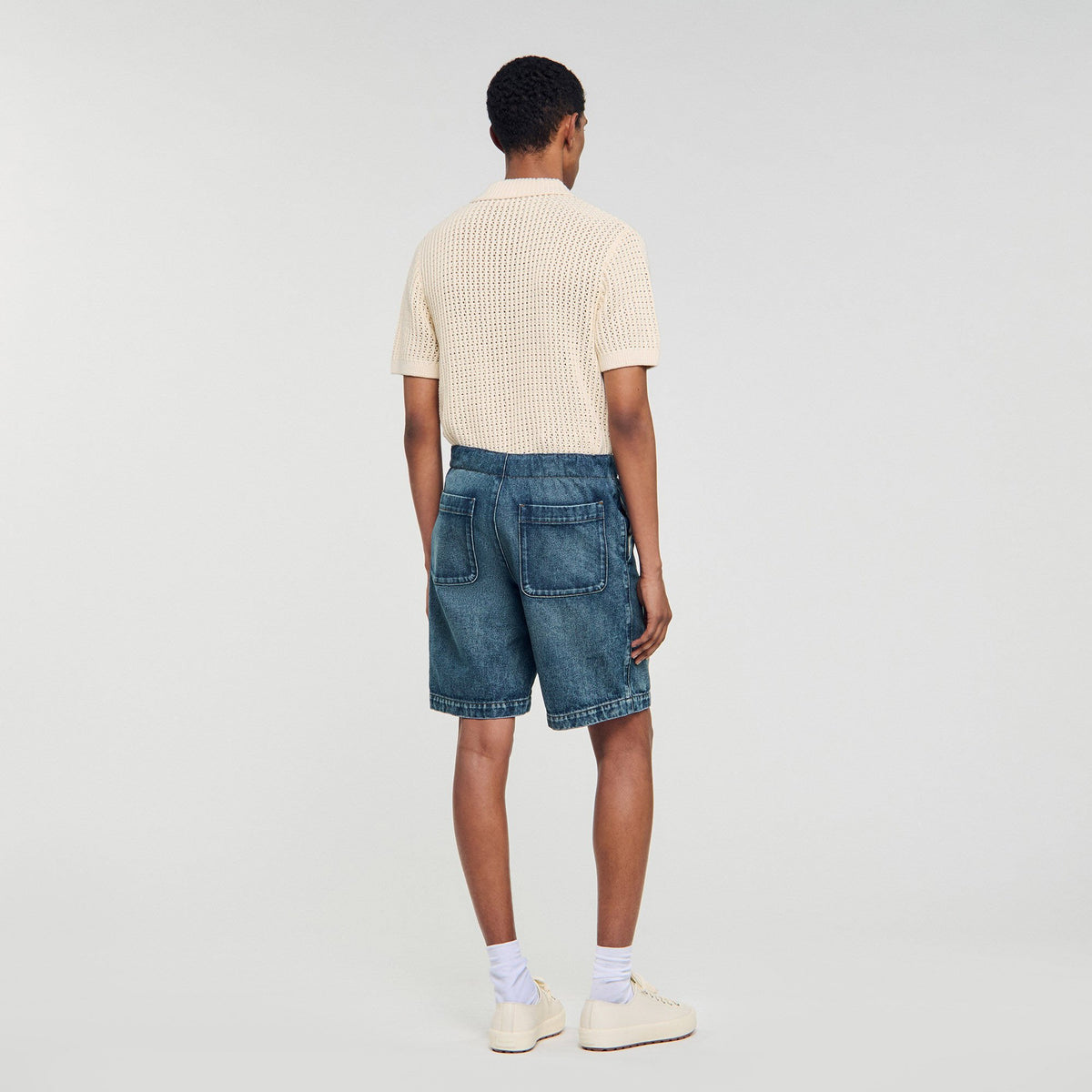 Sandro Elasticated denim shorts Blue Vintage - Denim