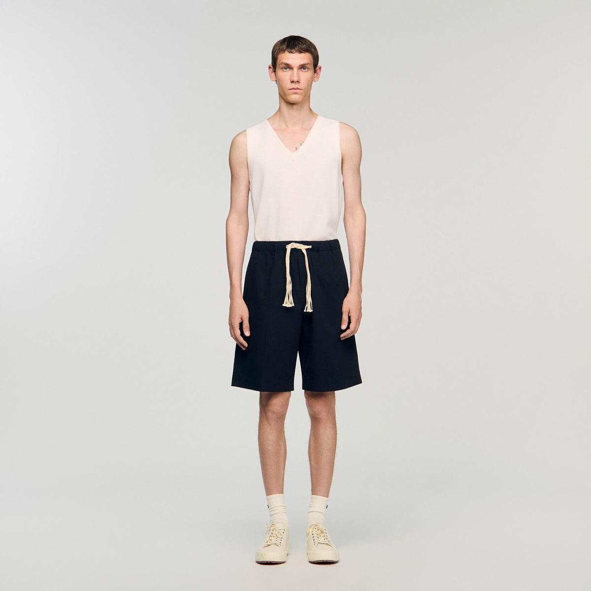 Sandro Elasticated waist cotton shorts Navy Blue