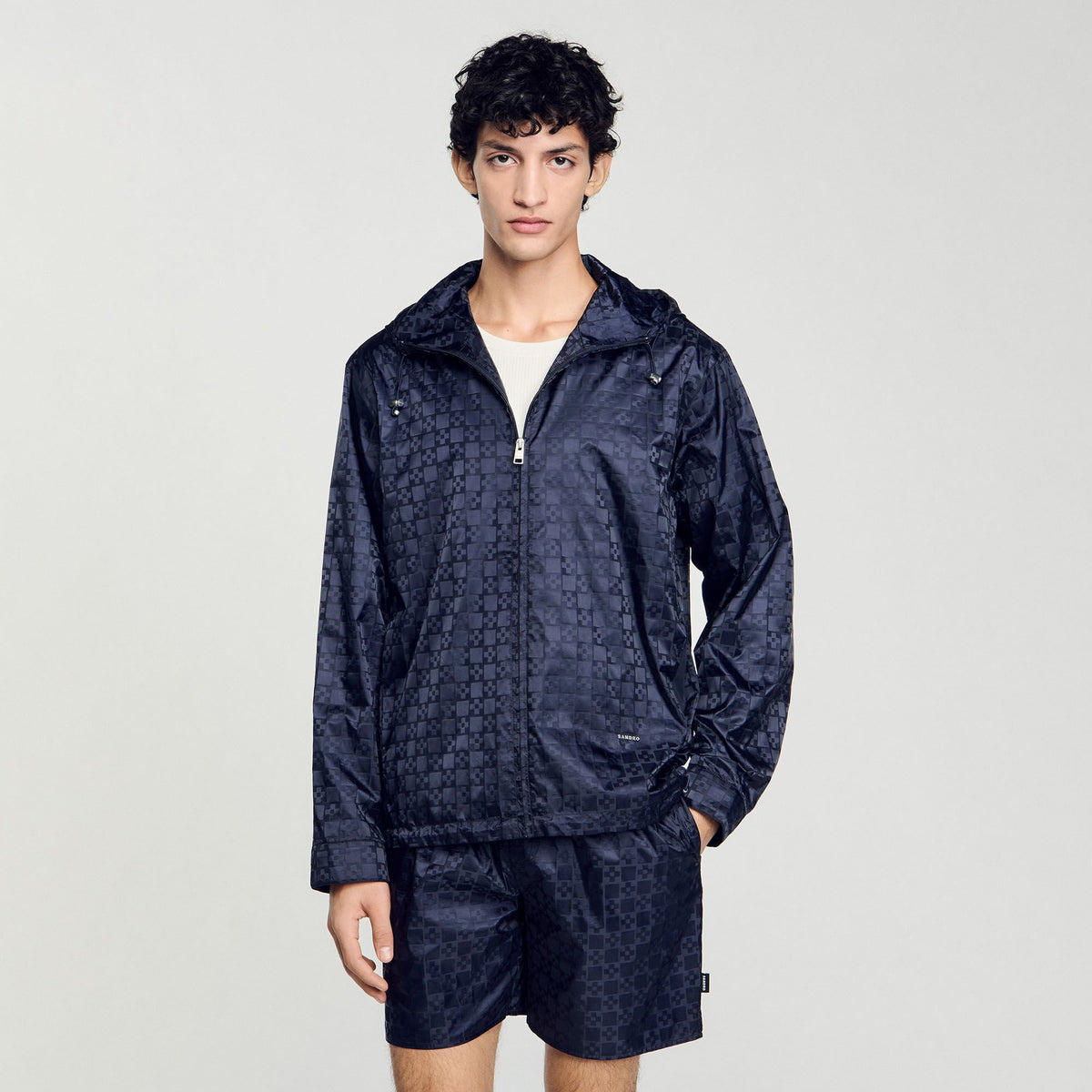 Sandro Square Cross nylon jacket Midnight Blue