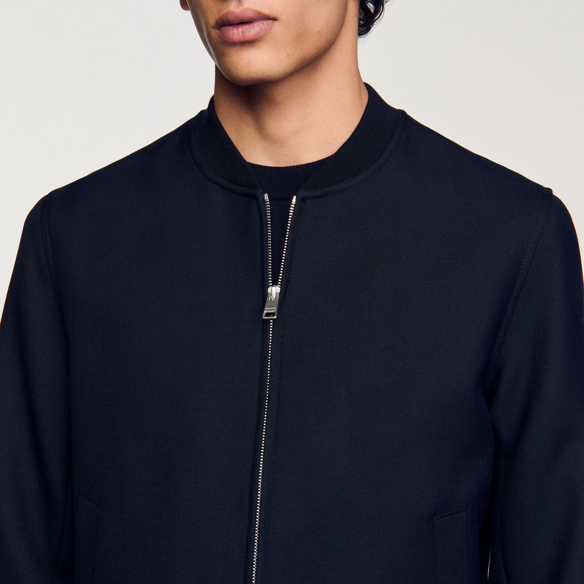 Sandro Zip-up varsity jacket Navy Blue