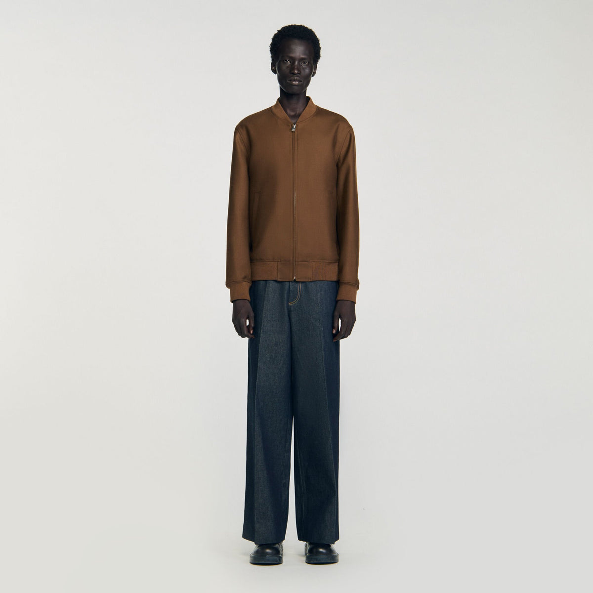 Sandro Zip-up jacket Tobacco Brown