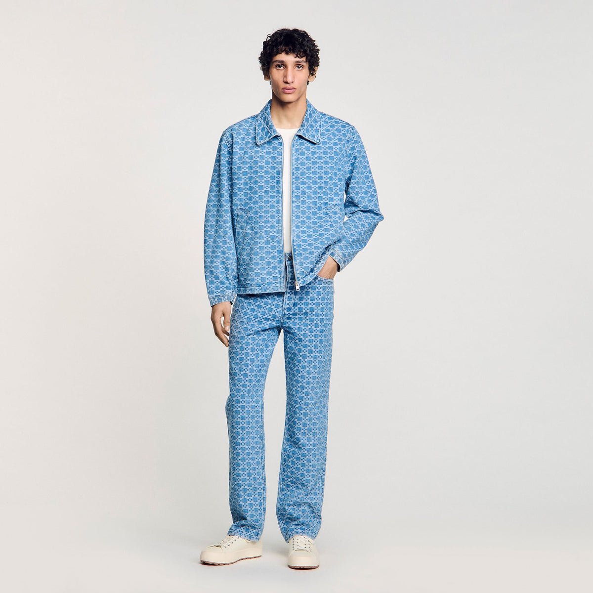 Sandro Square cross denim jacket Blue Vintage - Denim
