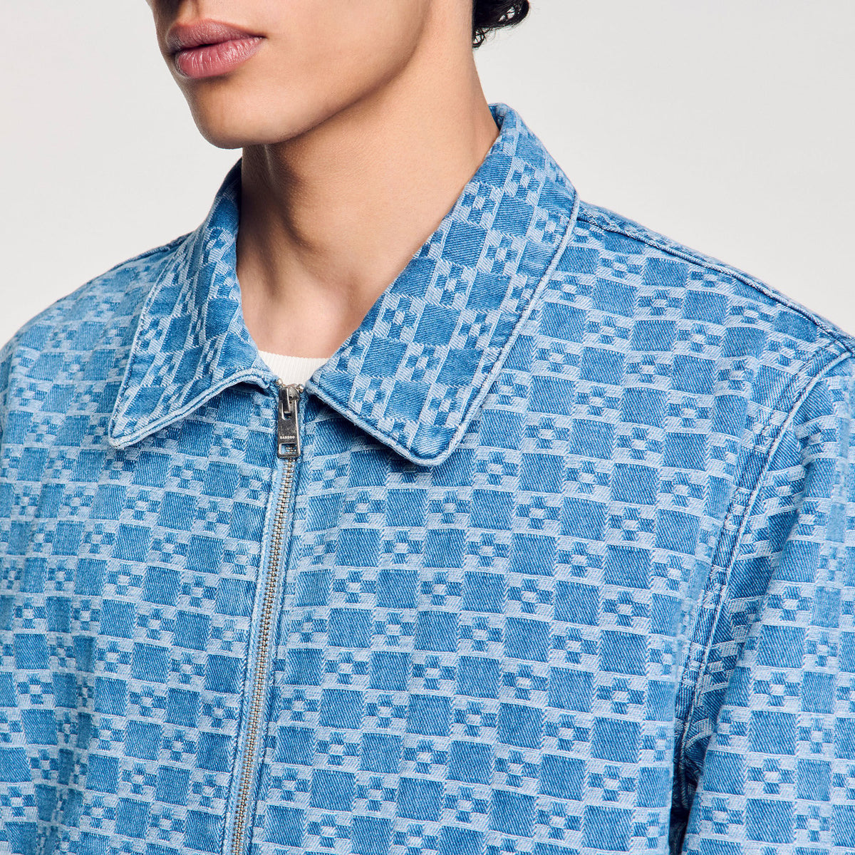 Sandro Square cross denim jacket Blue Vintage - Denim
