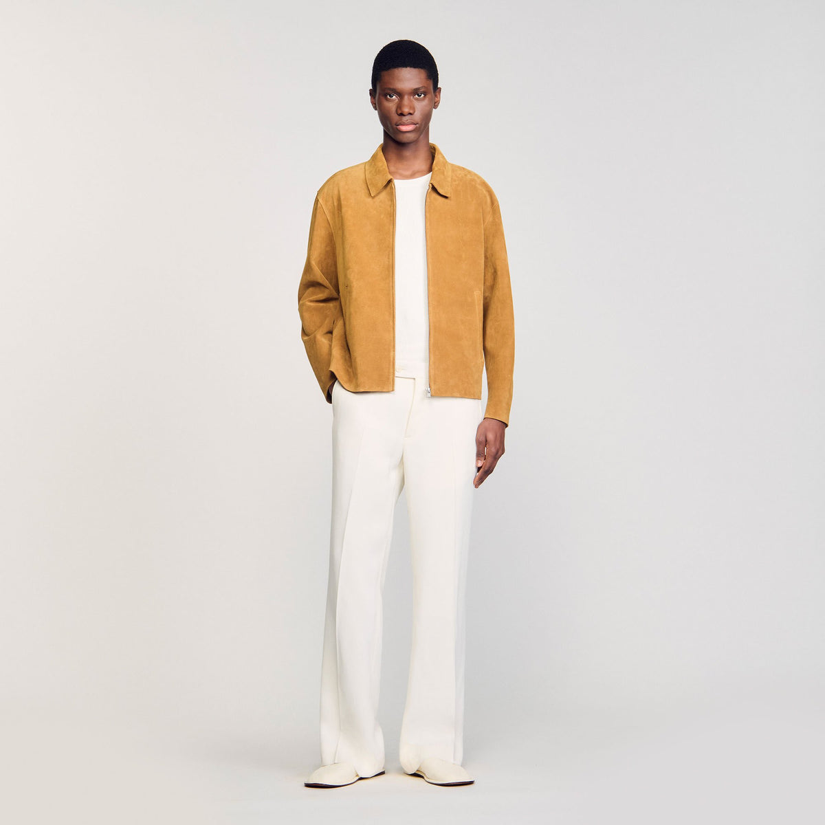 Sandro Split leather jacket Camel