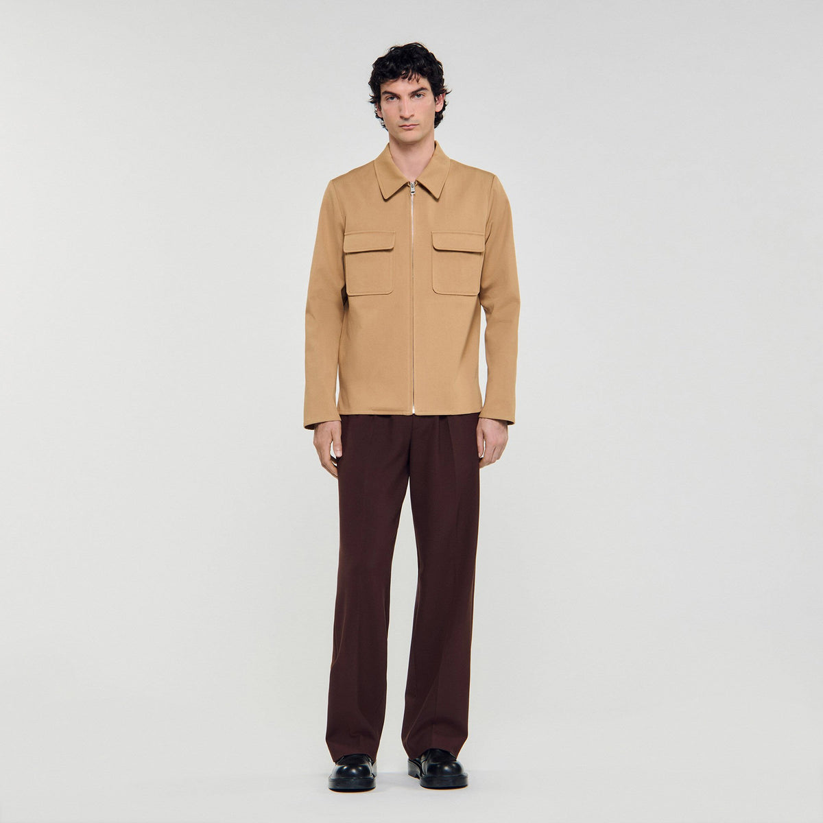 Sandro Zip-up pocket jacket Camel