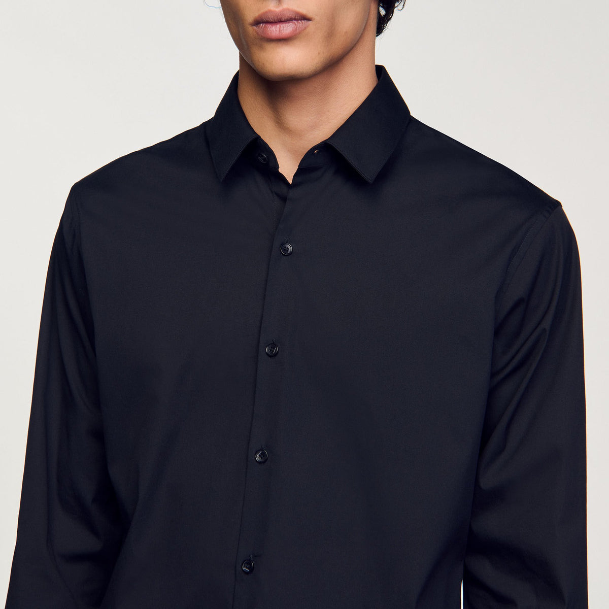 Sandro Fitted stretch cotton shirt Black