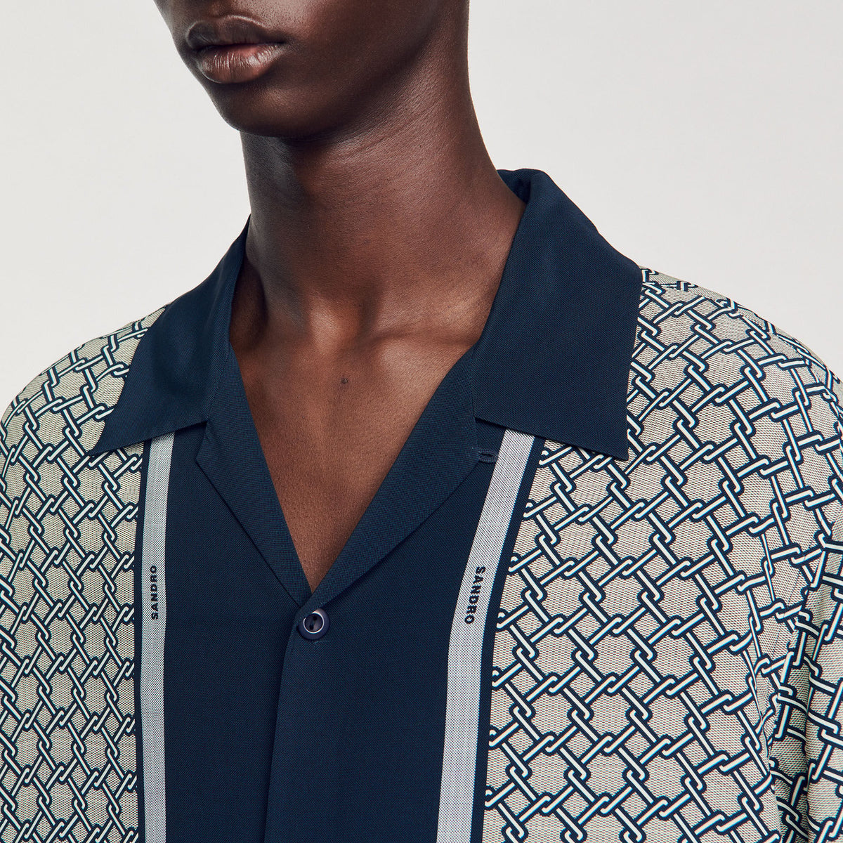 Sandro Short-sleeved patterned shirt Dark Blue