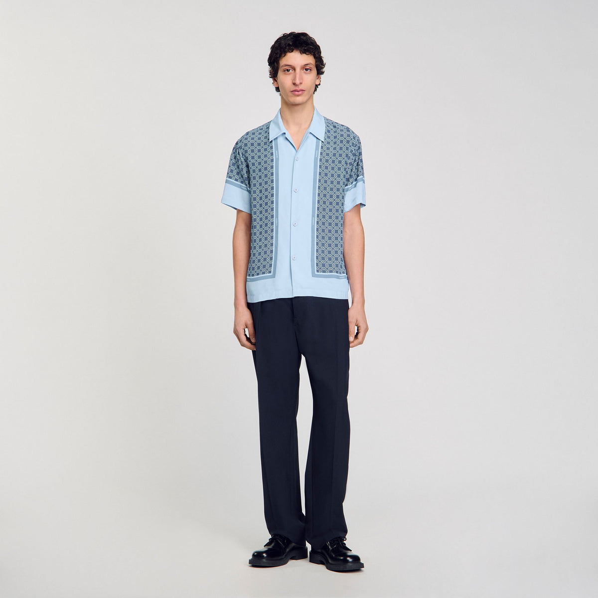 Sandro Short-sleeved patterned shirt Chambray