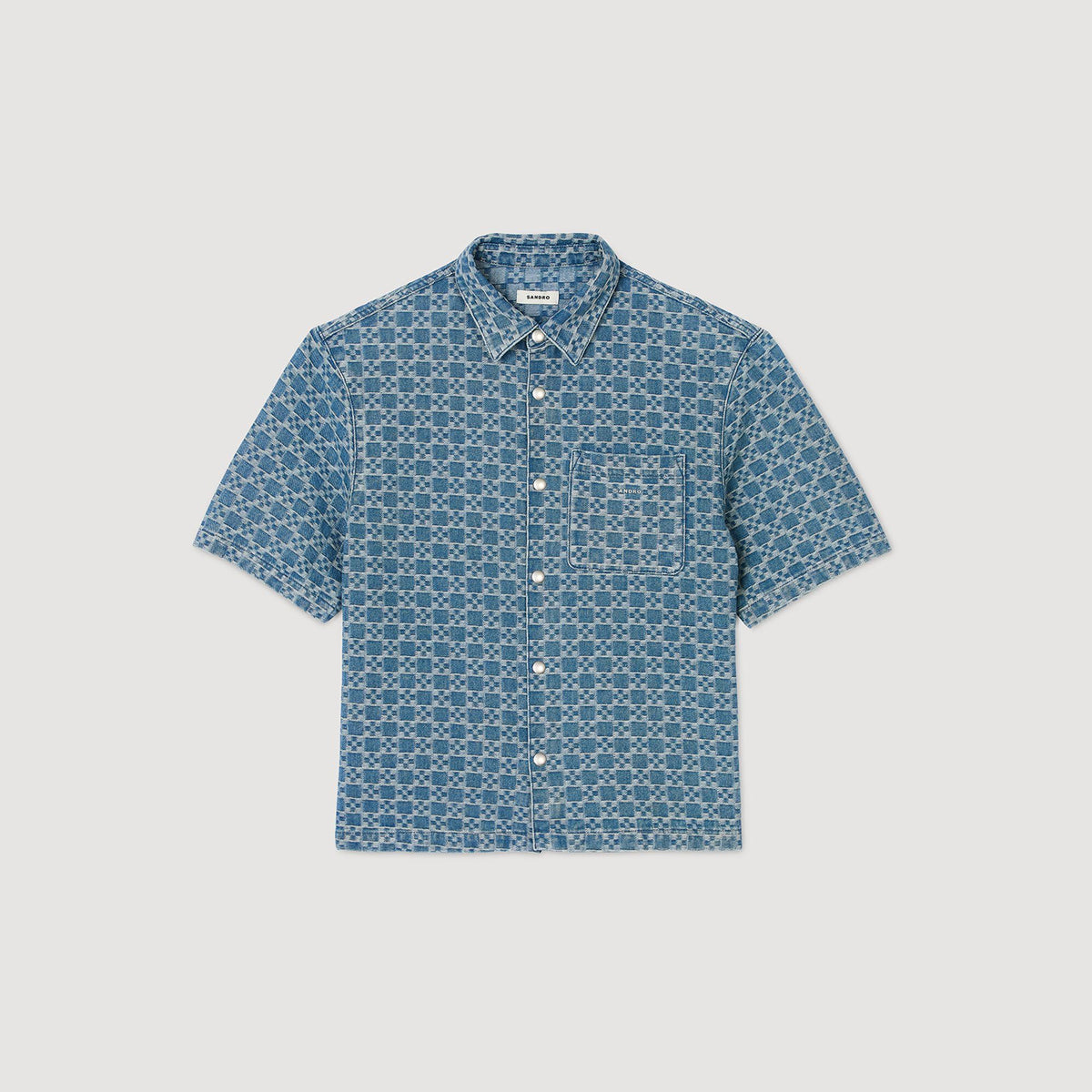 Sandro Square cross denim shirt Sky Blue