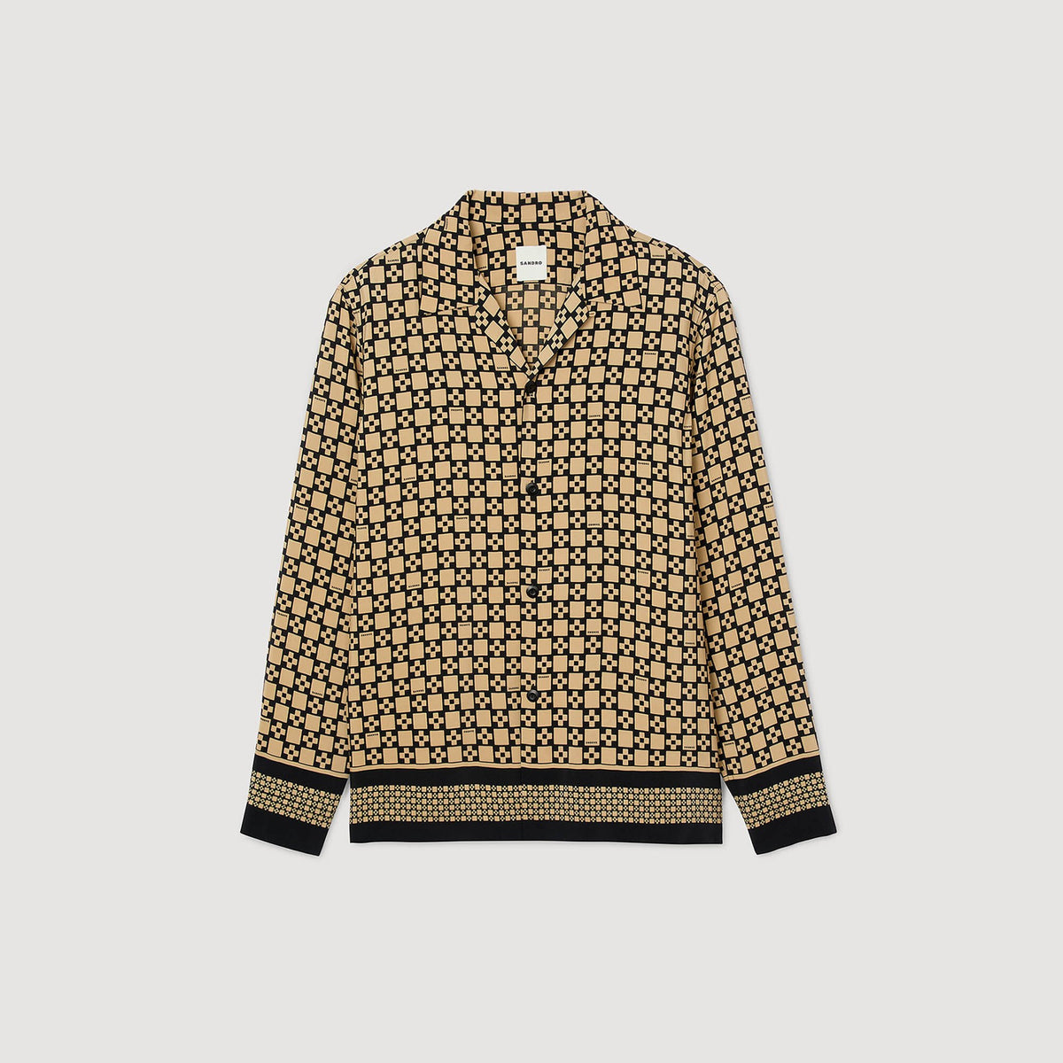 Sandro Printed loose-fit shirt Beige