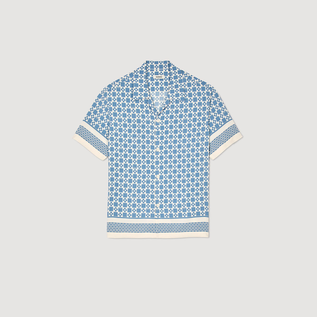 Sandro Square Cross motif flowing shirt Blue Sky