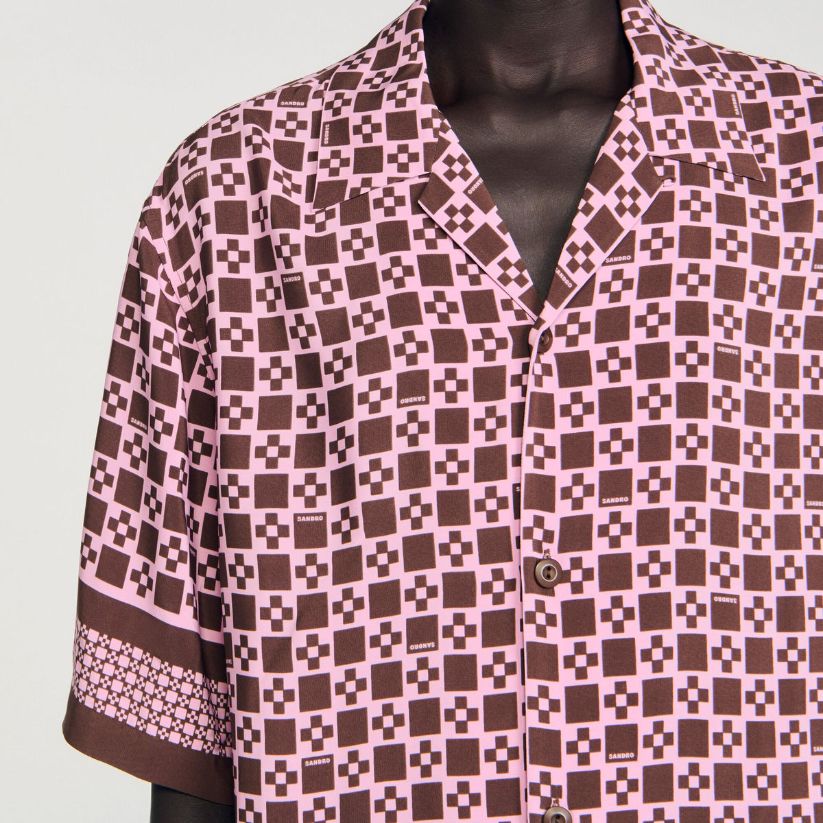 Sandro Square Cross motif flowing shirt Baby Pink