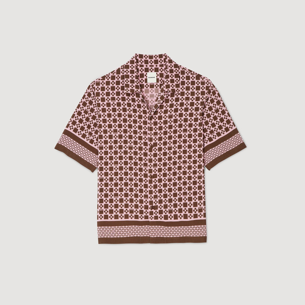 Sandro Square Cross motif flowing shirt Baby Pink