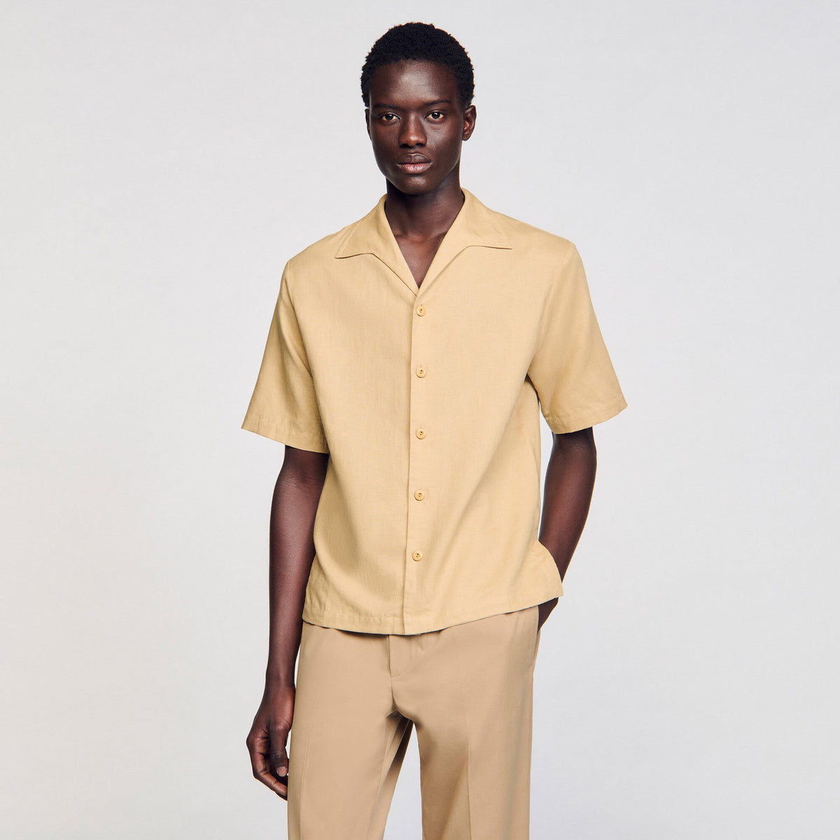Sandro Cotton and linen shirt Nut