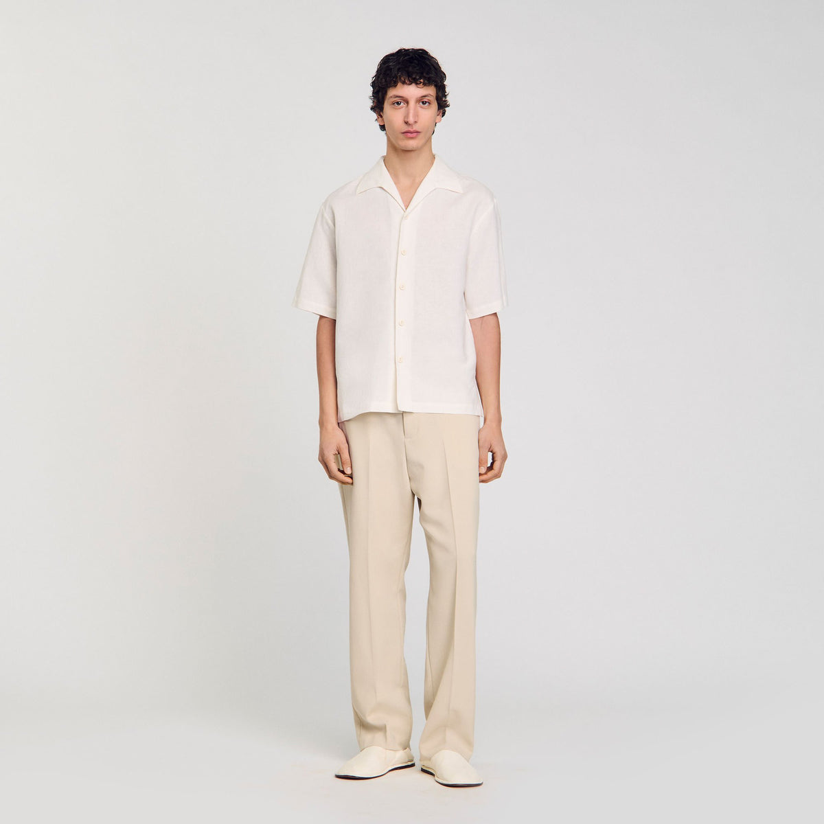Sandro Cotton and linen shirt Ivory.