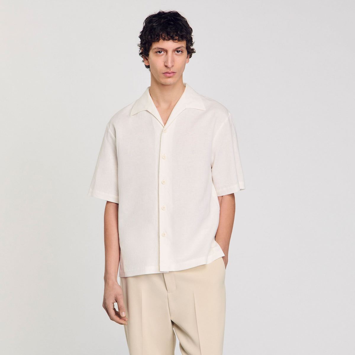 Sandro Cotton and linen shirt Ivory.