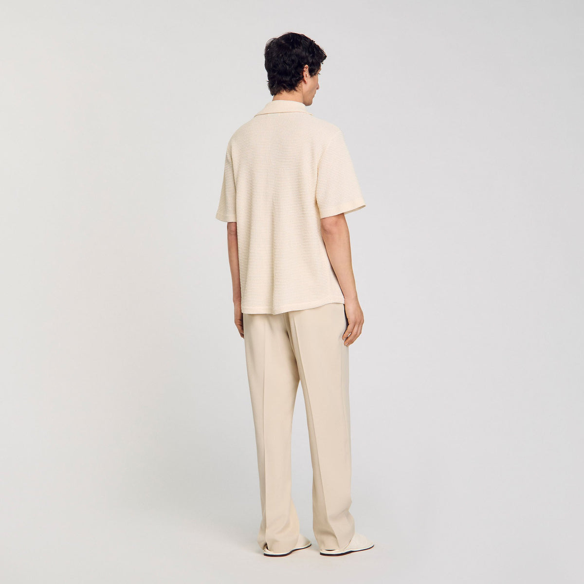 Sandro Waffled shirt Ivory.