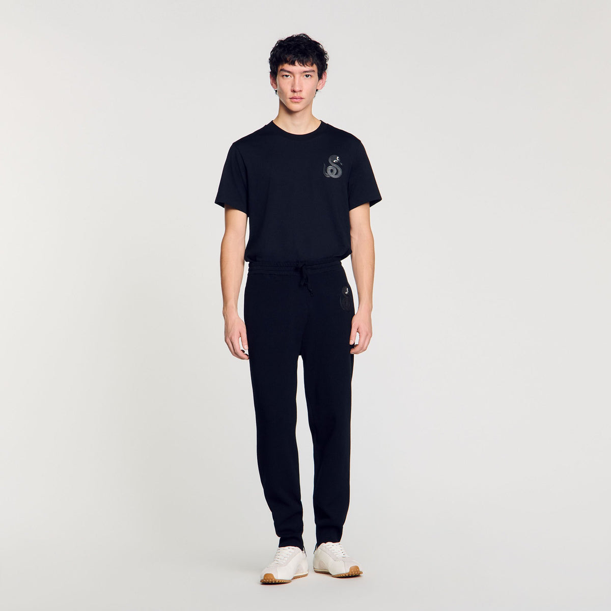 Sandro Joggers with snake detail Black