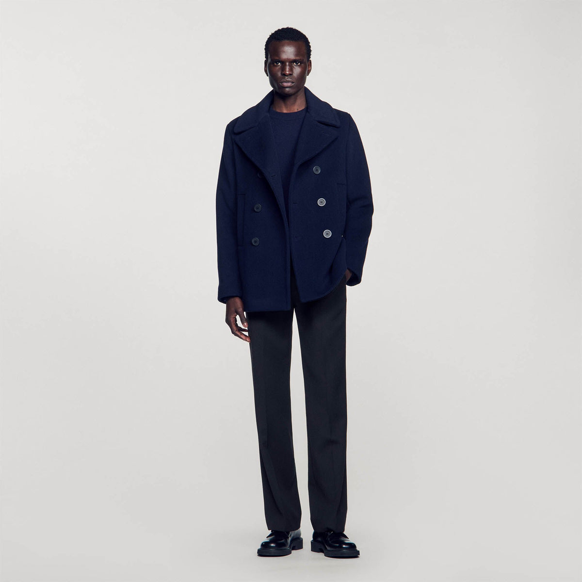 Sandro Wool pea coat Navy Blue