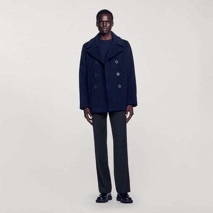 Sandro Wool pea coat Navy Blue
