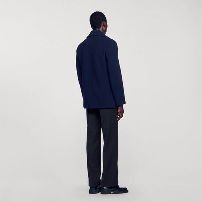 Sandro Wool pea coat Navy Blue