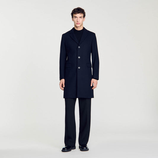Sandro Wool broadcloth coat Navy Blue