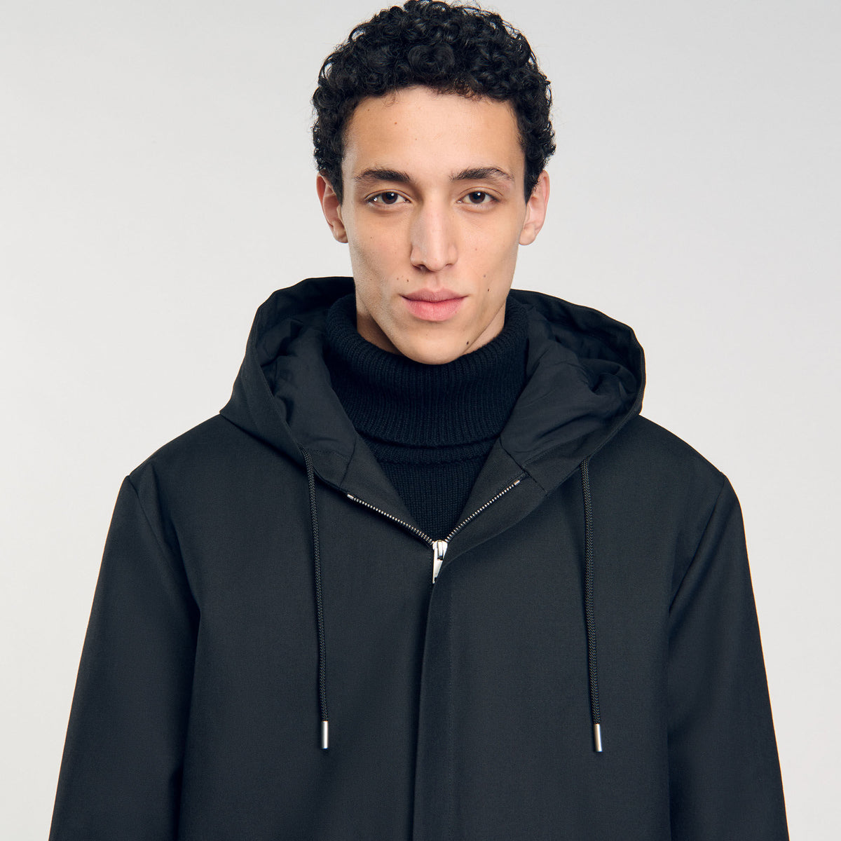 Sandro Hooded parka with zip Black