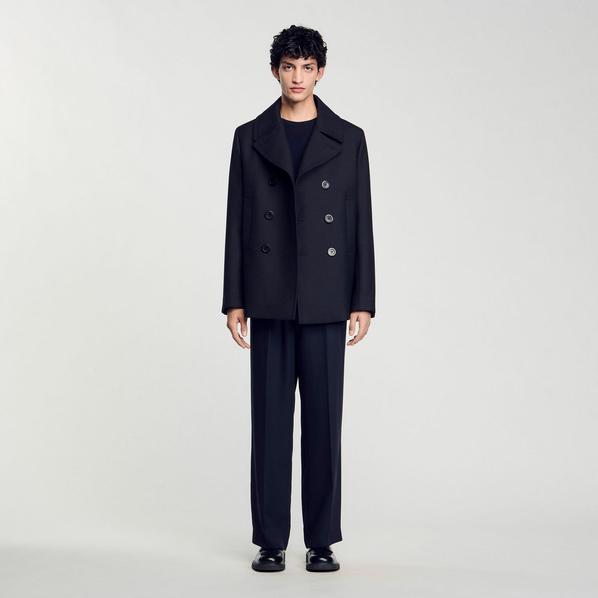 Sandro Wool blend peacoat Navy Blue