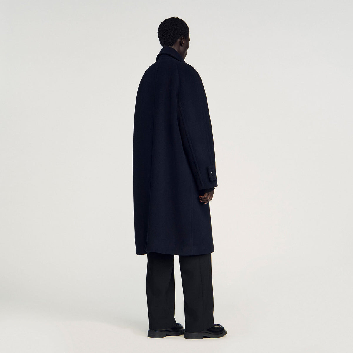 Sandro Double-breasted wool coat Navy Blue