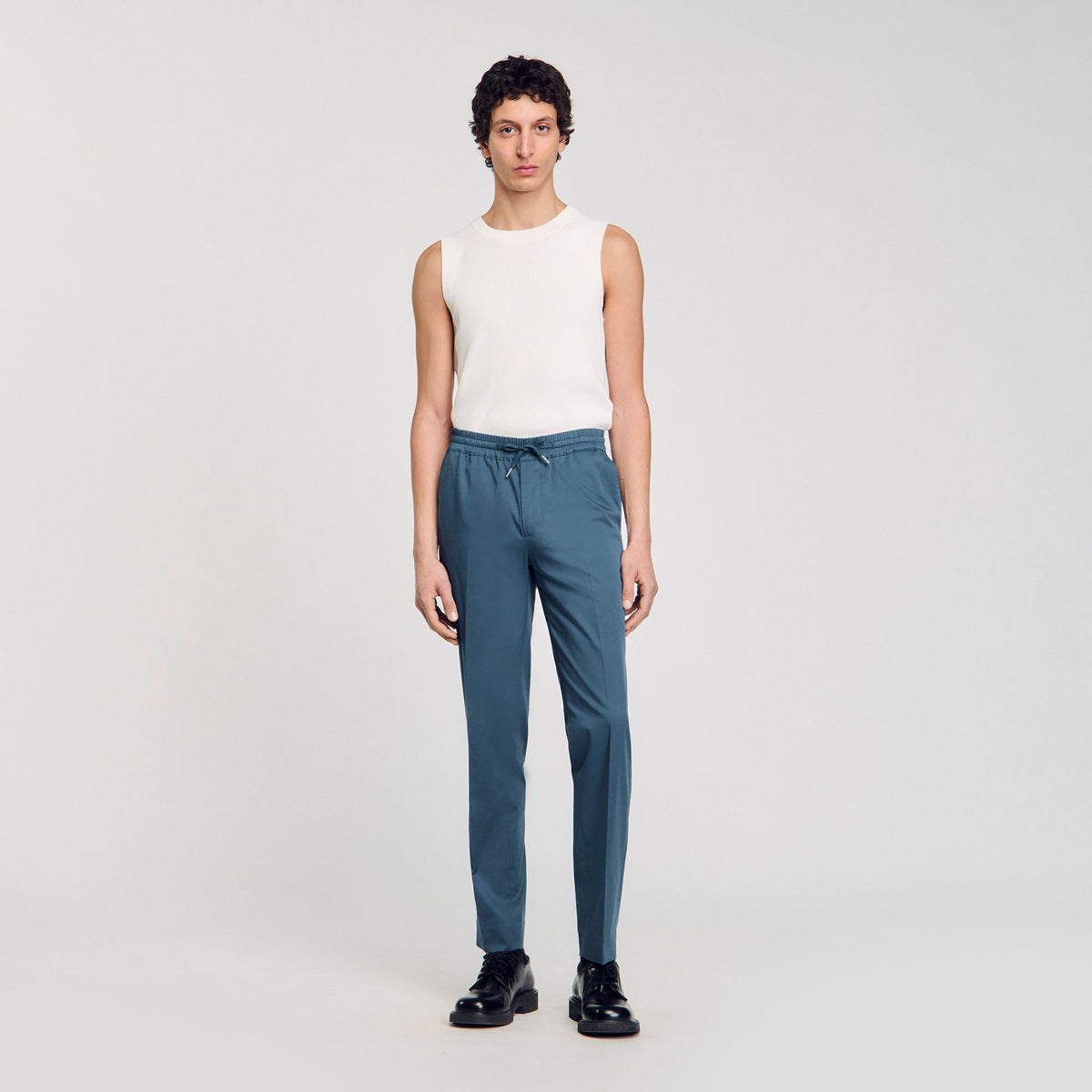 Sandro Elasticated straight-leg trousers Thunderstorm Blue