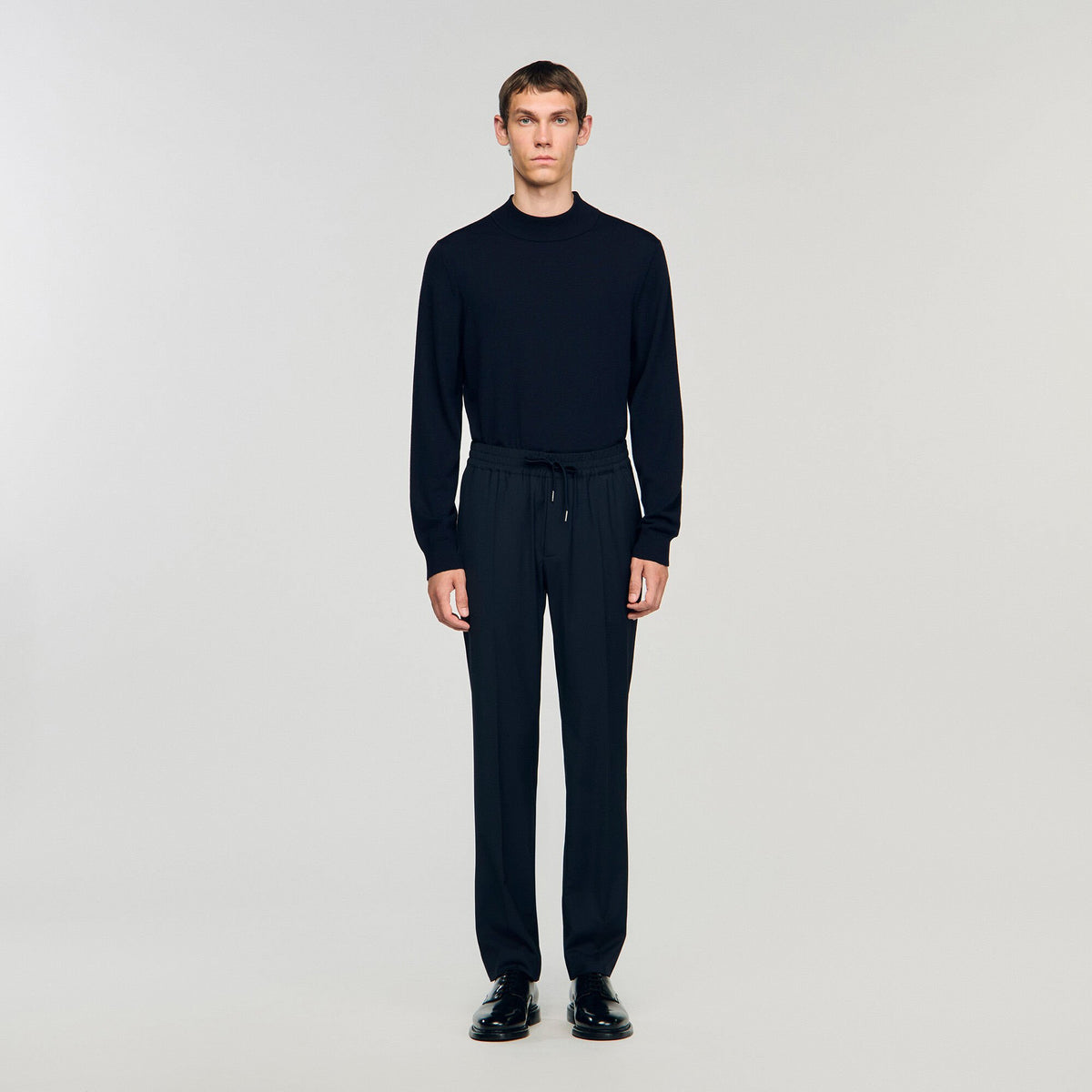 Sandro Elasticated straight-leg trousers Navy Blue