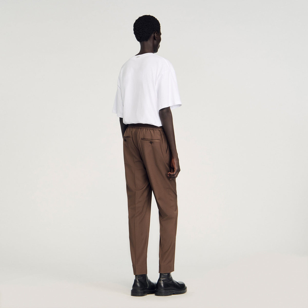 Sandro Elasticated straight-leg pants Tobacco Brown