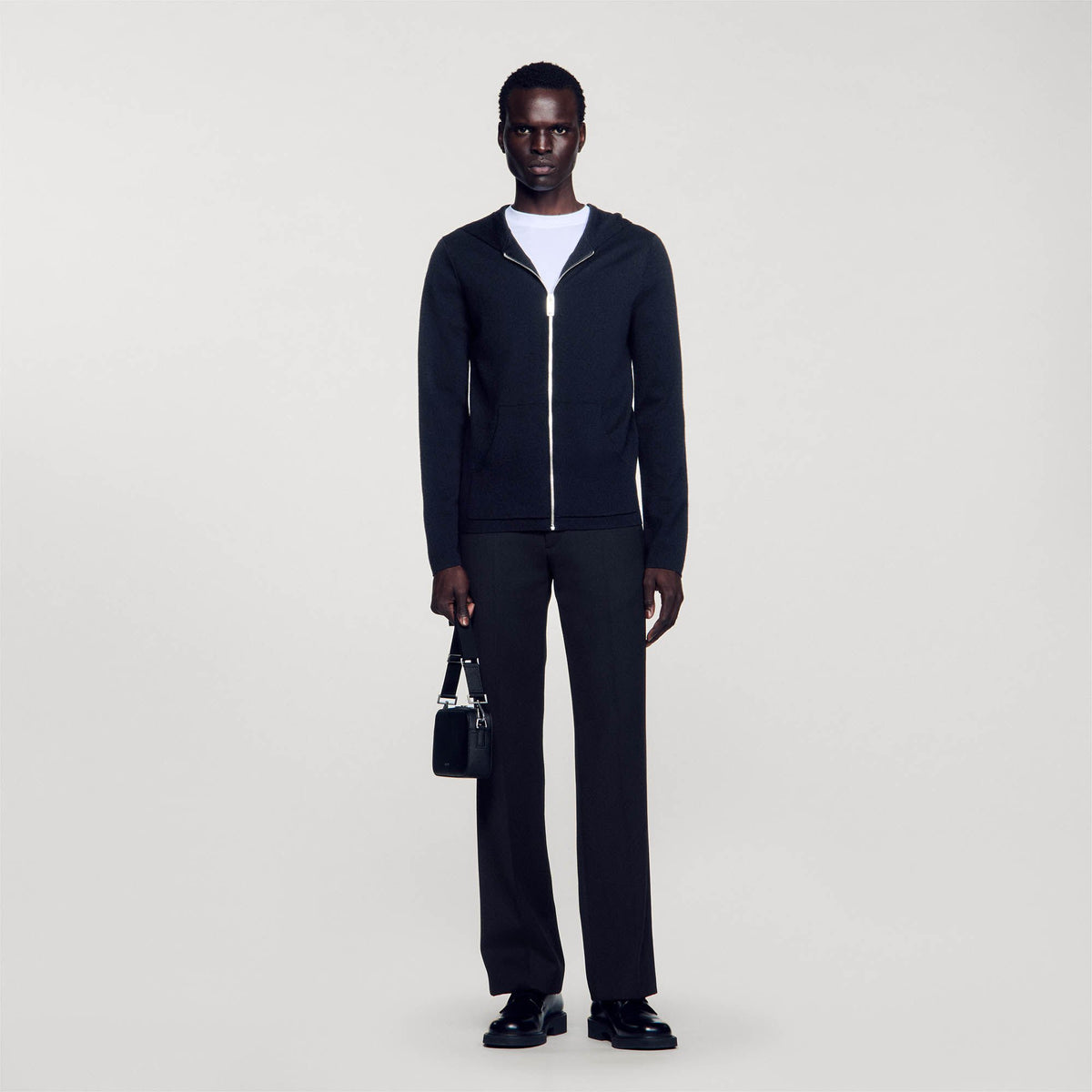 Sandro Zipped cardigan with hood Black