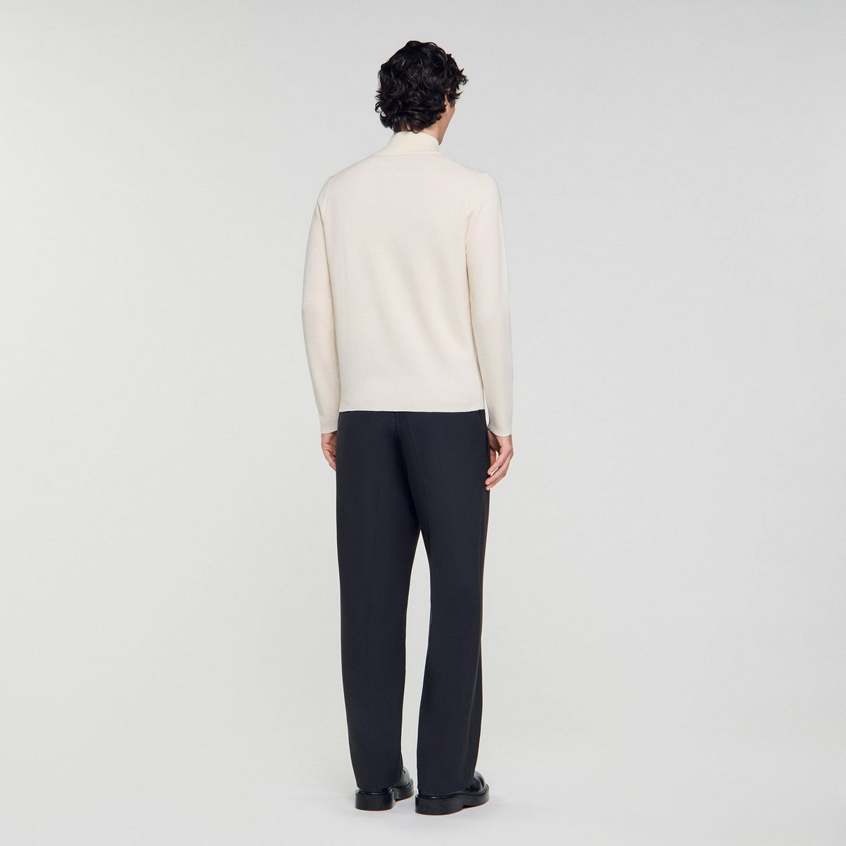 Sandro Wool sweater with zipped collar Off White