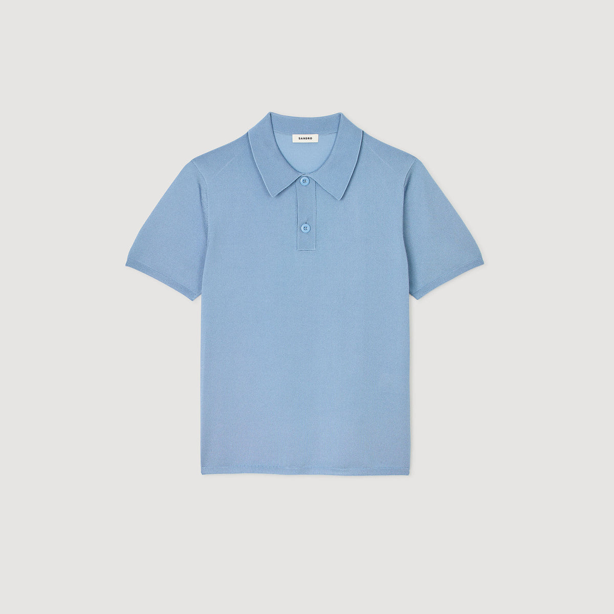 Sandro Short-sleeve knitted polo shirt Chambray