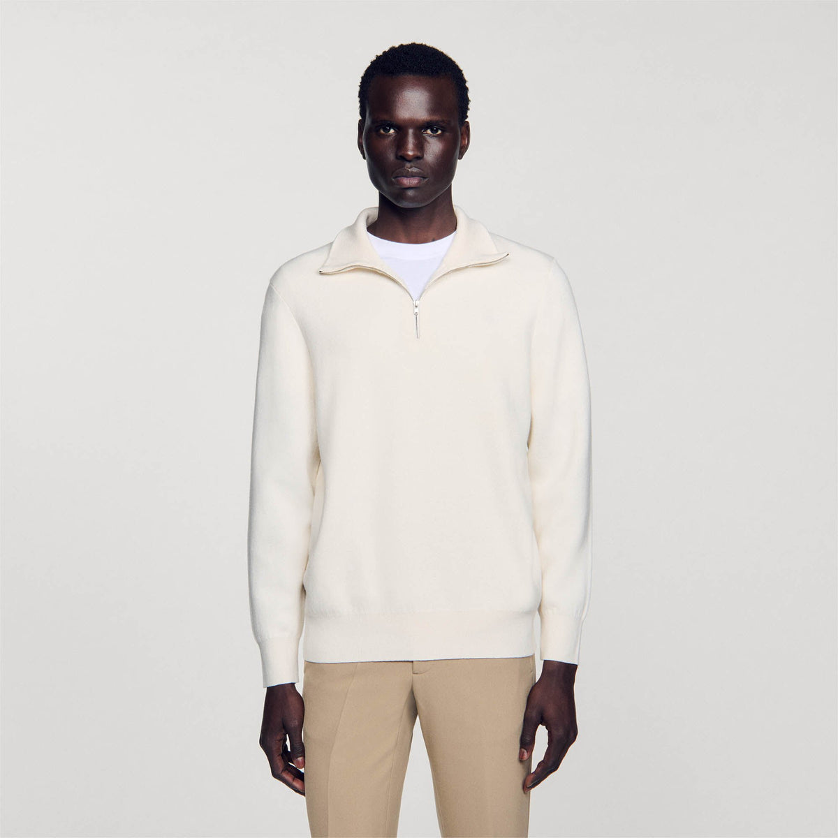 Sandro Half-Zip sweater Ecru