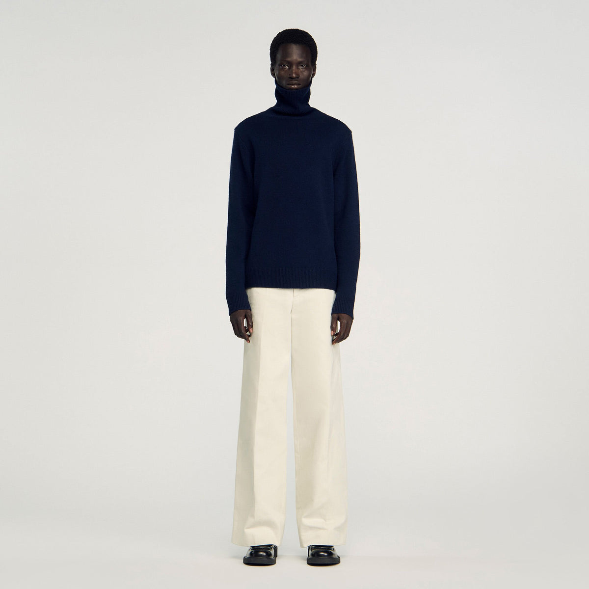 Sandro Wool and cashmere turtleneck Midnight Blue