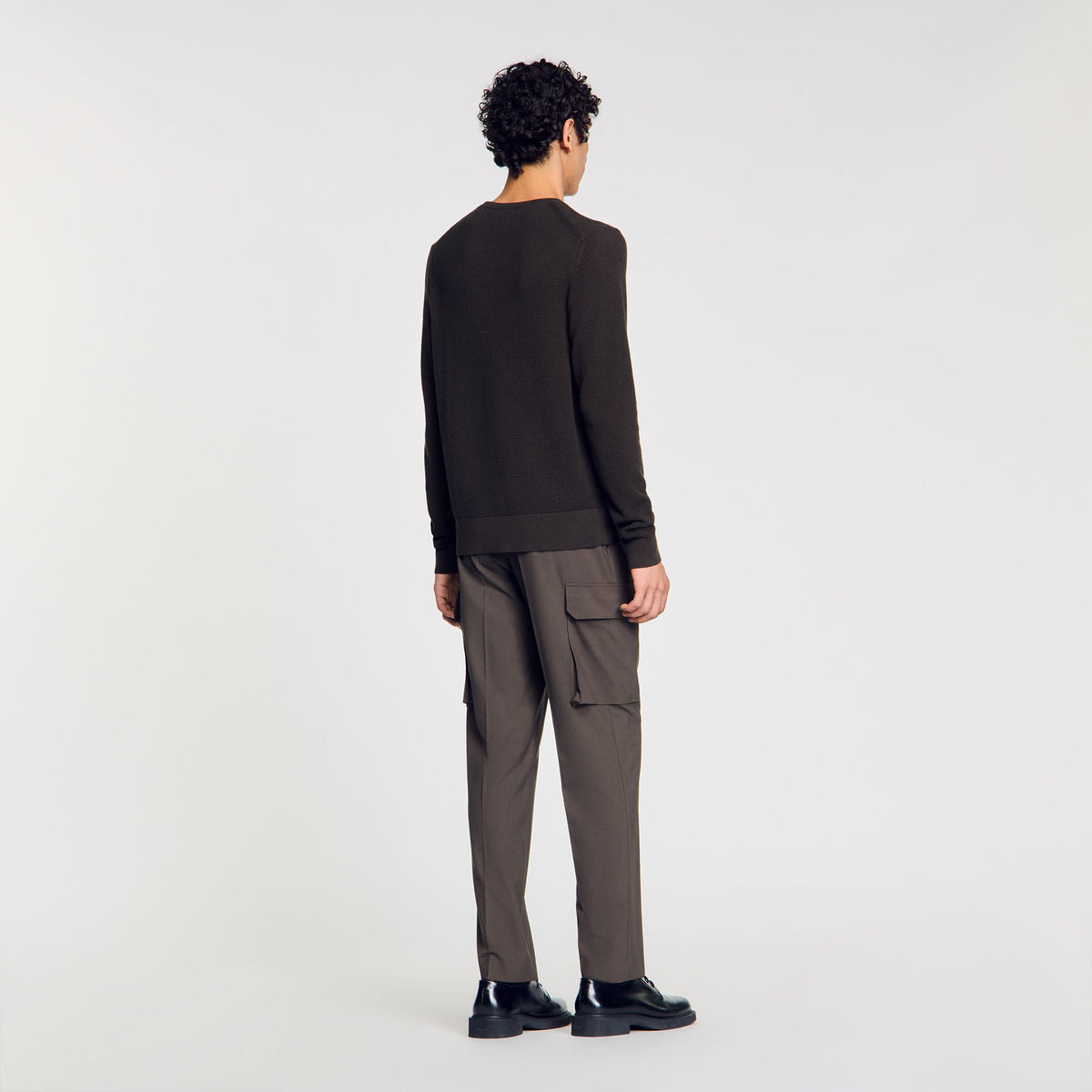 Sandro Textured knit sweater Dark Kaki.